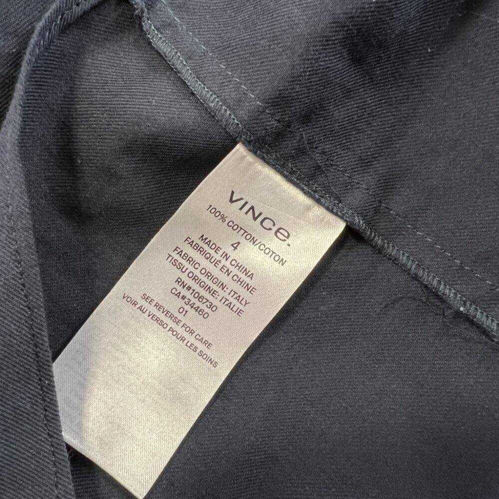 Vince Twist-Front A-Line Midi Cotton Skirt Blue Sz 4 - Picture 11 of 12